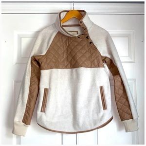 NWT Abercrombie and Fitch fleece with faux leather, asymmetrical look.